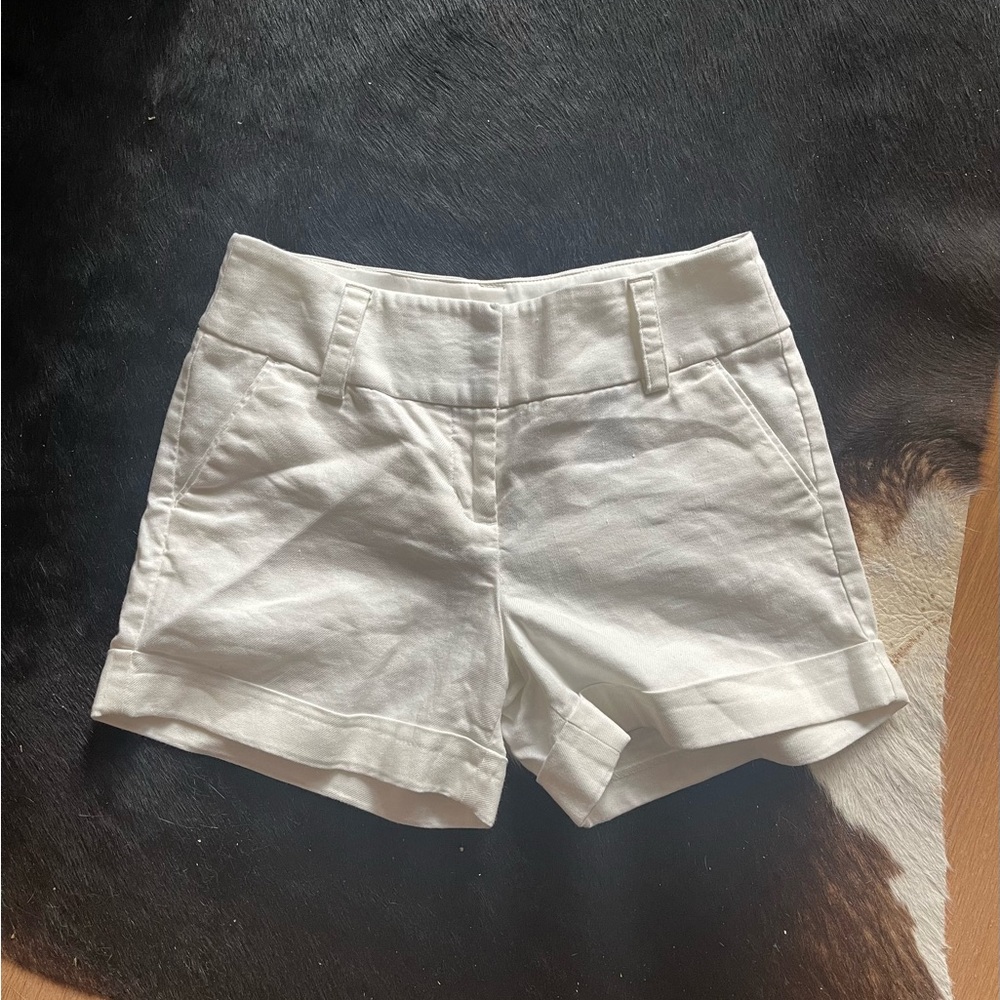 Linen Blend White Shorts